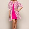 Georgie Streep Tuniek Offwhite / Roze Maxi