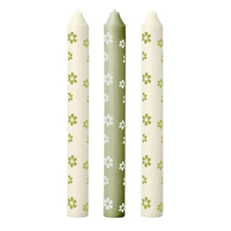 Gepimpte dinerkaars groen met bloemen