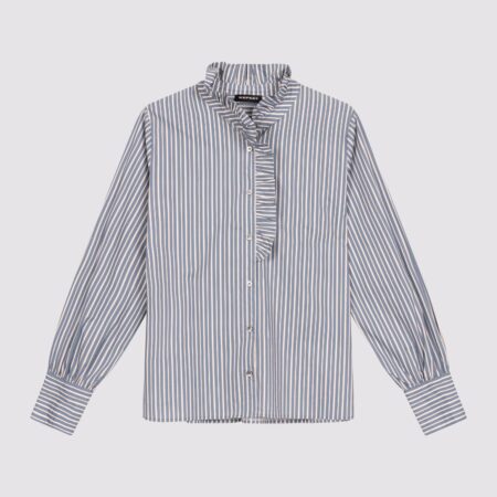Gestreepte blouse met ruffle kraag