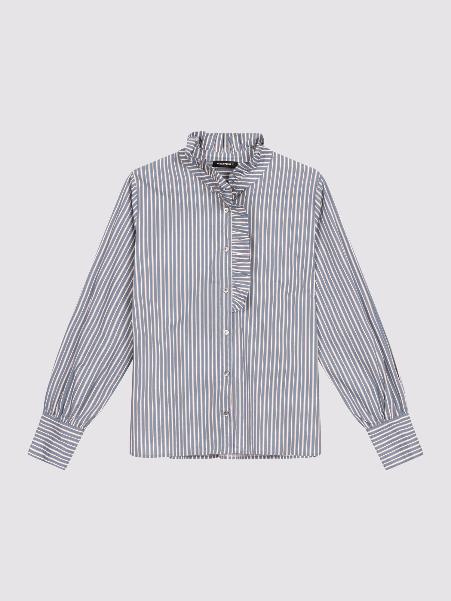 Gestreepte blouse met ruffle kraag