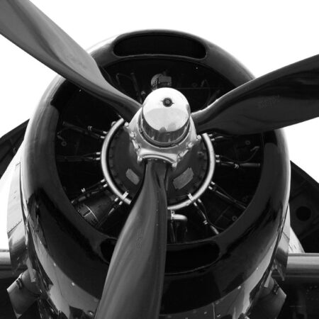 Glasschilderij propeller vliegtuig