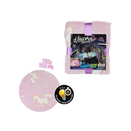 Glow in the dark deken "Eenhoorn"130x150 | Toi-Toys