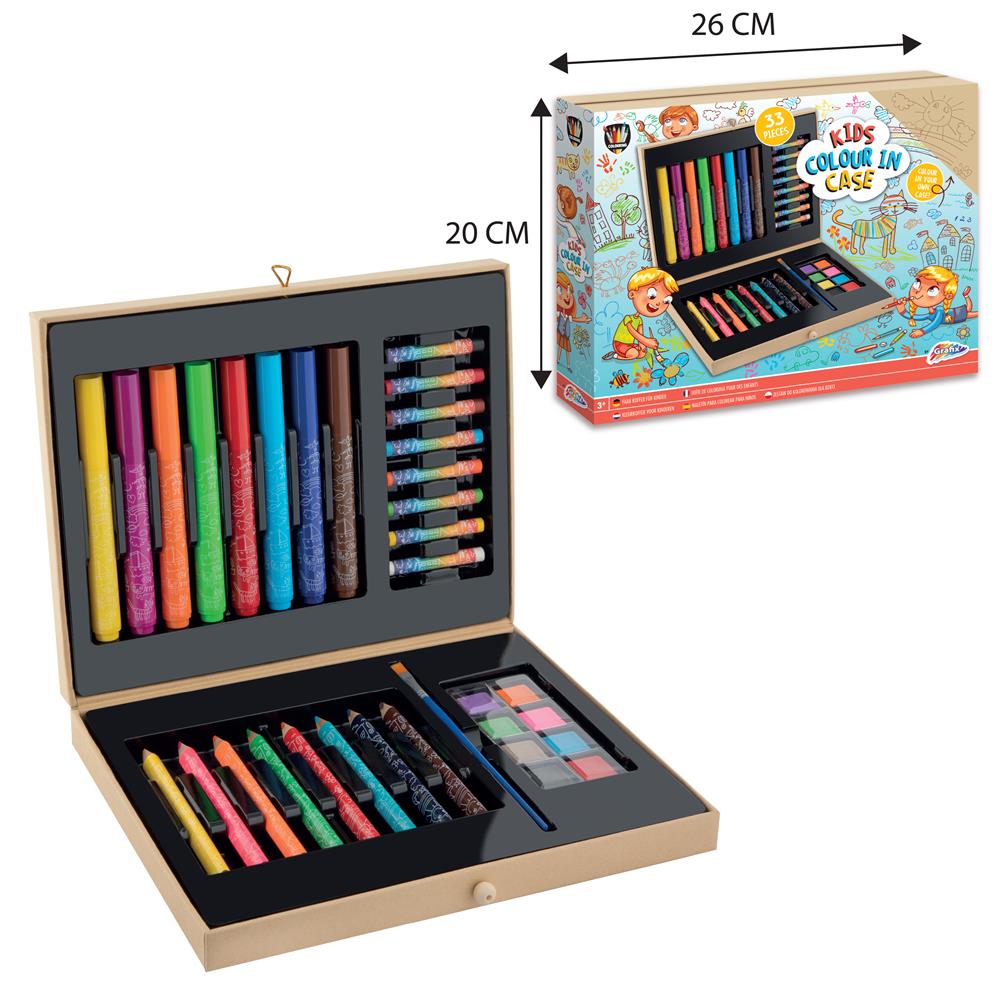 Grafix Kleurkoffer hout 33-delig | Grafix