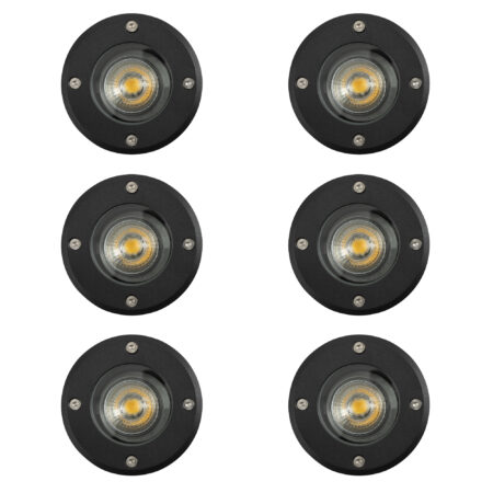 Grondspot LED Ø11 Rond Zwart Set (6-stuks)