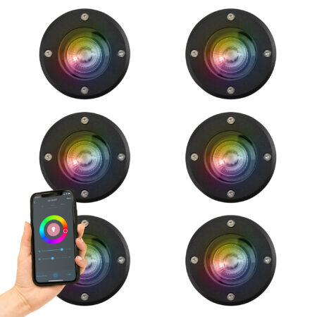 Grondspot LED Ø11 Rond Zwart Set met Smart WIFI LED's (6-stuks)