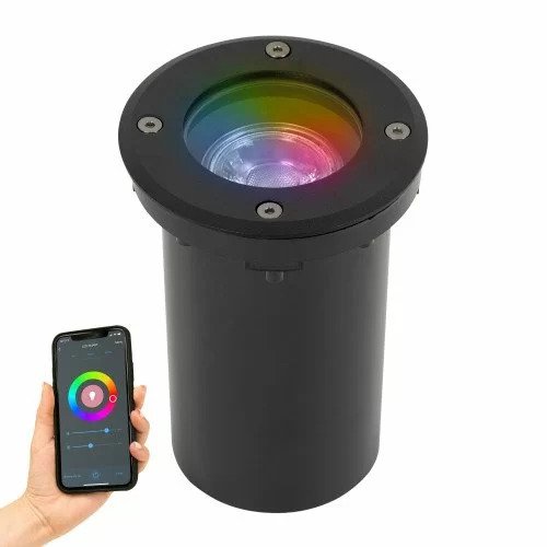 Grondspot LED Ø11 Rond Zwart met Smart WIFI LED