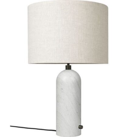 Gravity Large Tafellamp - Wit marmer & Canvas wit