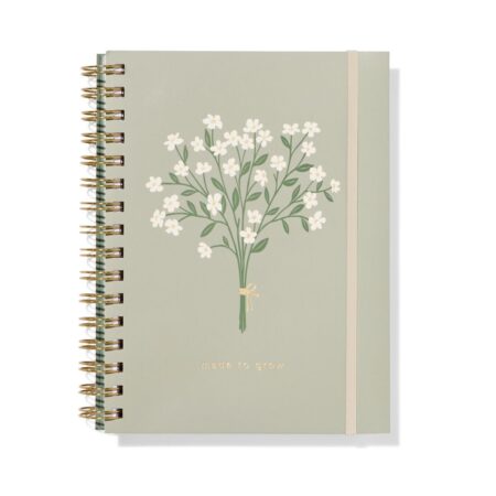 4-in-1 collegeblok A5 gelinieerd bloemen (lichtgroen)