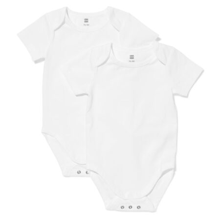 Baby meegroeiromper - 2 stuks wit