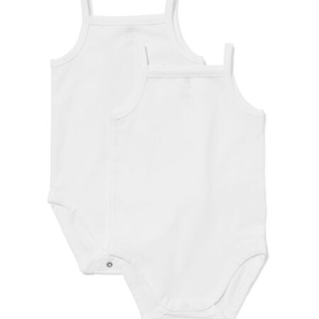 Baby meegroeiromper - 2 stuks wit