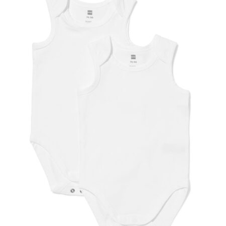 Baby meegroeiromper - 2 stuks wit
