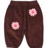 Babybroek wide fit corduroy bloemen donkerbruin