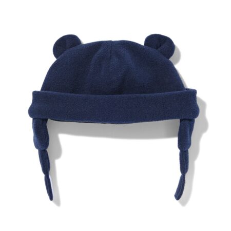 Babymuts fleece met oortjes blauw