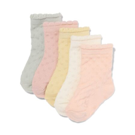 Babysokken stipstructuur antislip - 5 paar donkerroze
