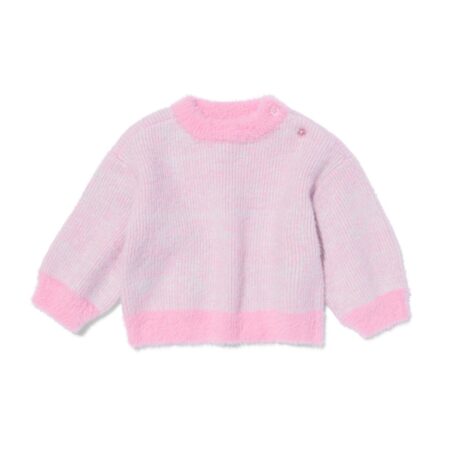 Babytrui fijngebreid strepen roze