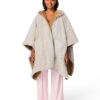 Bankponcho fluffy beige
