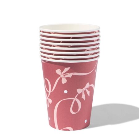 Bekers 9cm papier strikjes - 8 stuks