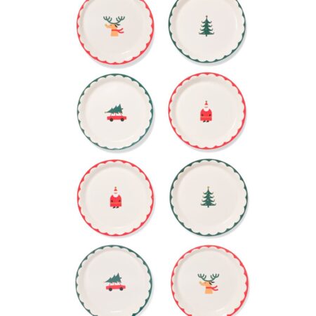 Borden 23cm papier kerst- 8 stuks