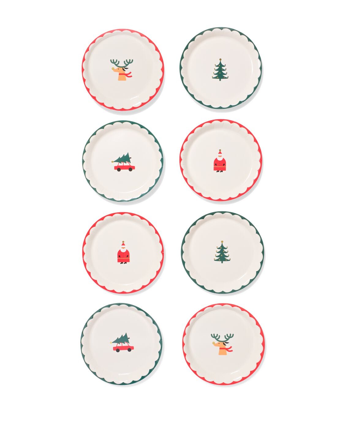 Borden 23cm papier kerst- 8 stuks