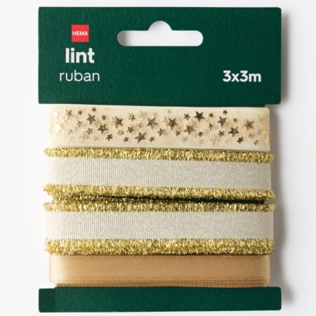 Cadeaulinten 3m goud - 3 sstuks