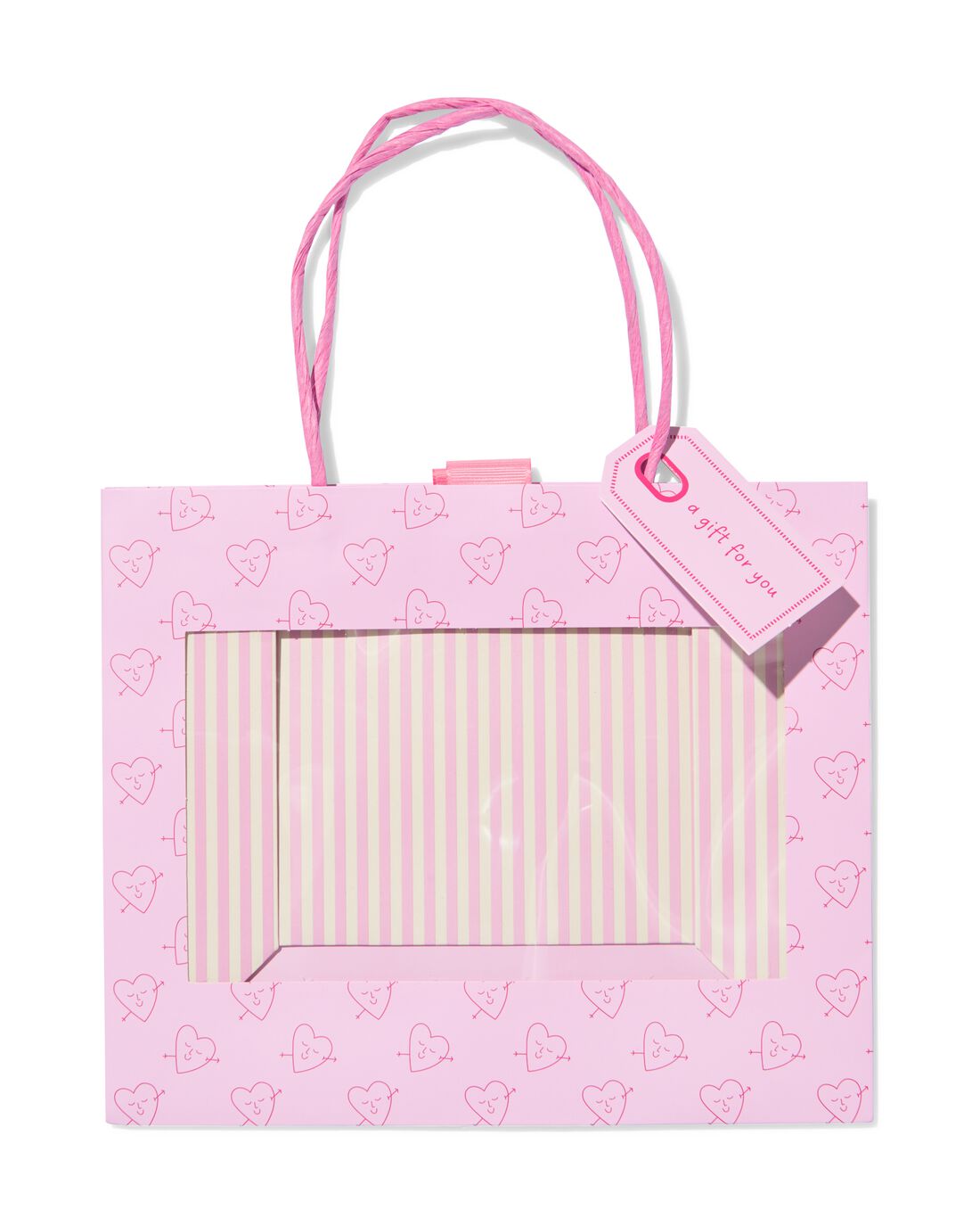 Cadeautas 22x26.5cm met venster hartjes
