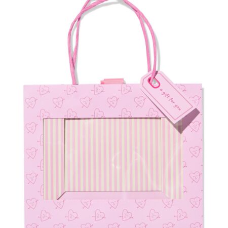 Cadeautas 22x26.5cm met venster hartjes