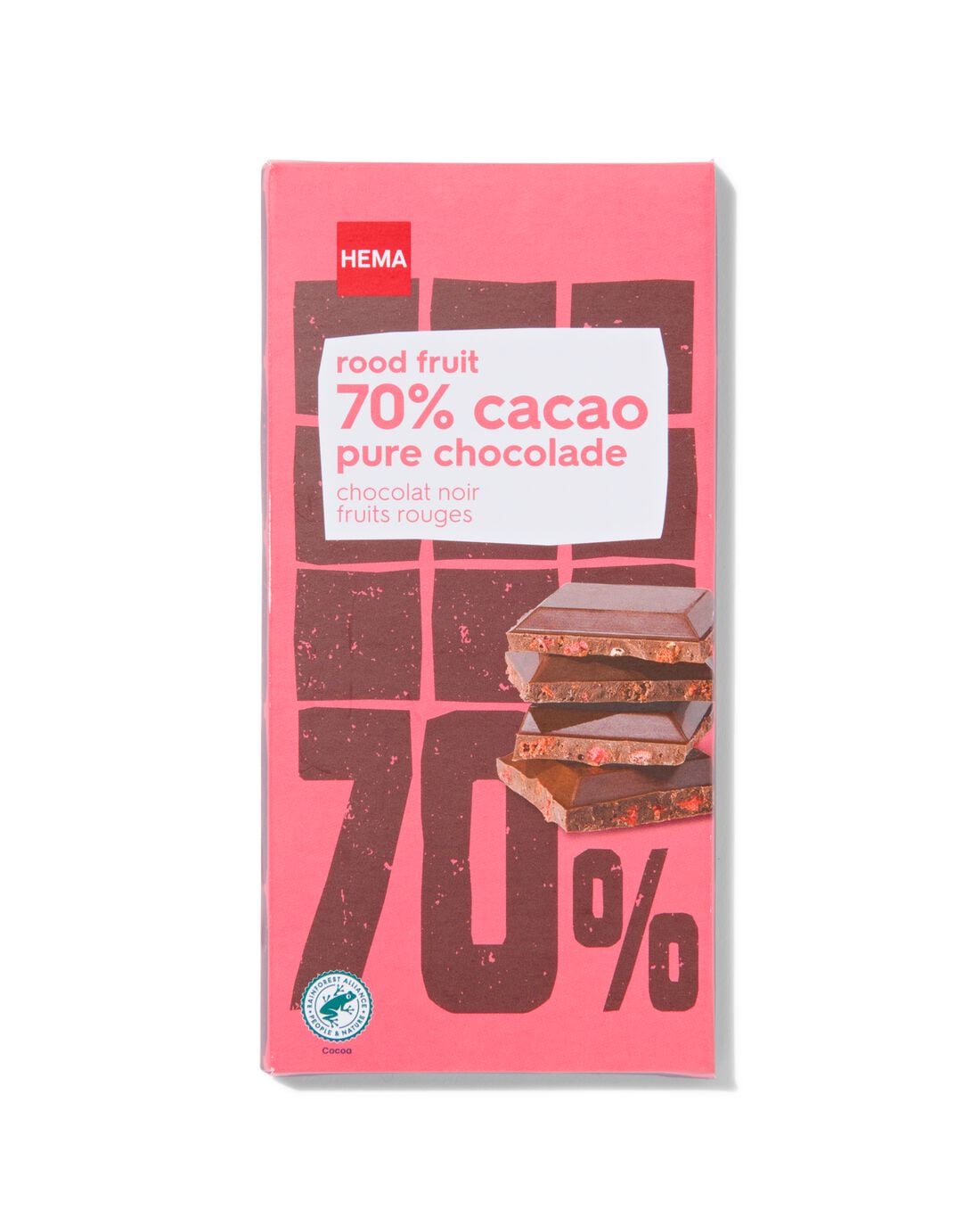 Chocoladereep 70% puur rood fruit 90 gram