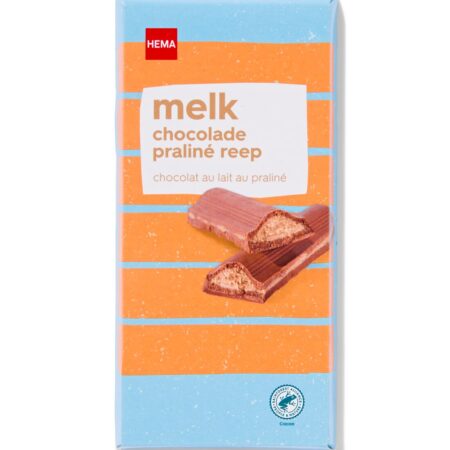 Chocoladereep melk praliné 200gram