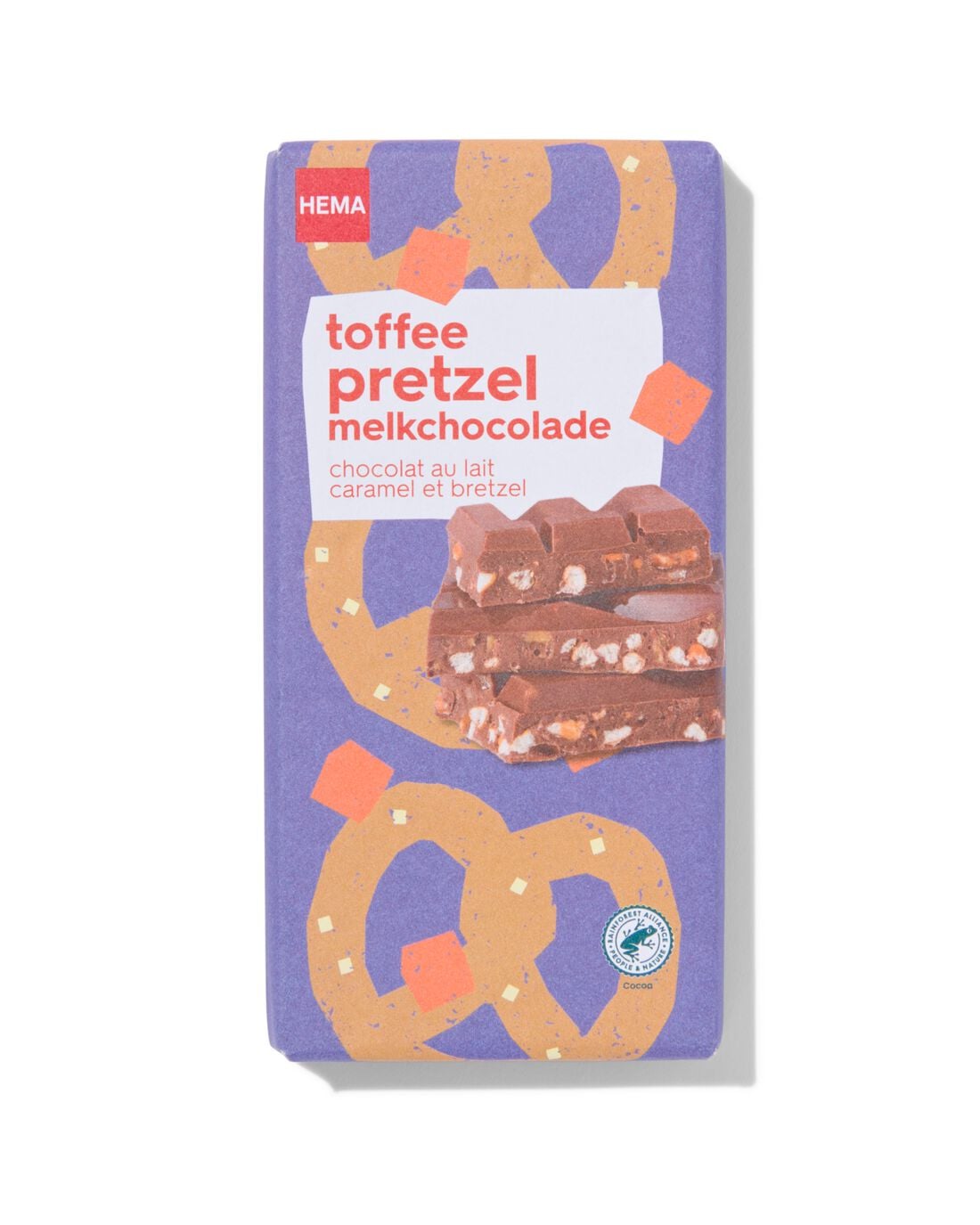 Chocoladereep melk toffee pretzel 180gram