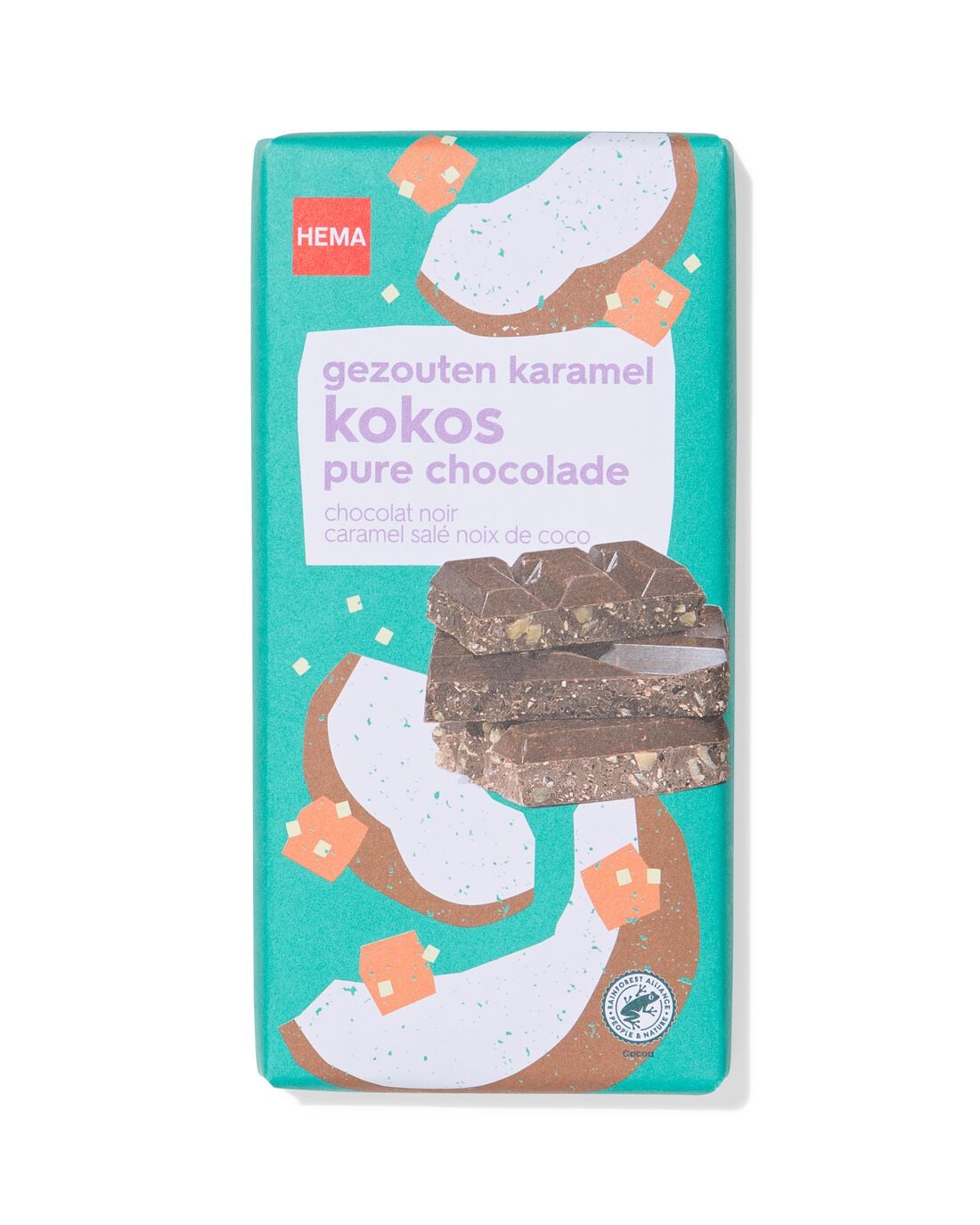 Chocoladereep puur gezouten karamel kokos 180g