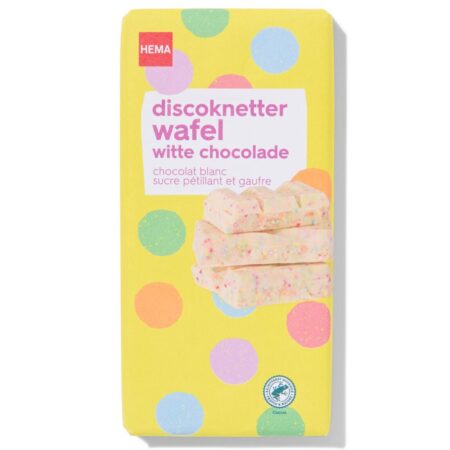 Chocoladereep wit discoknetter wafel 180gram