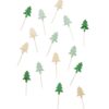 Cocktailprikkers papier kerstbomen - 15 stuks