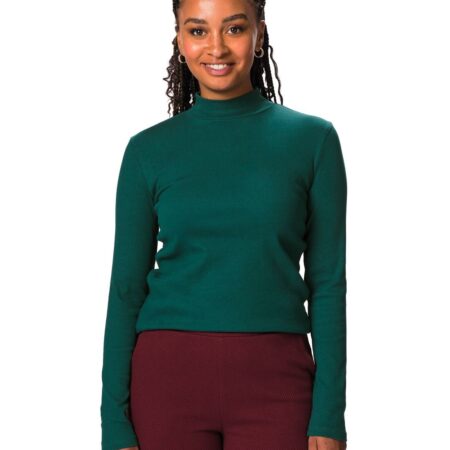 Dames T-shirt Clara regular fit rib zeegroen