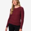 Dames T-shirt Clara rib katoen bordeauxrood