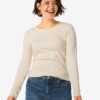 Dames T-shirt Clara rib gebroken wit (gebroken wit)
