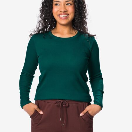 Dames T-shirt Clara rib katoen geel