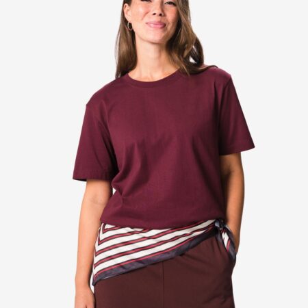Dames T-shirt Larissa regular fit bordeauxrood