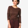 Dames T-shirt Lora fijngebreid bruin