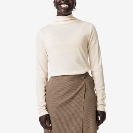 Dames T-shirt Lora fijngebreid gerecycled polyester gebroken wit