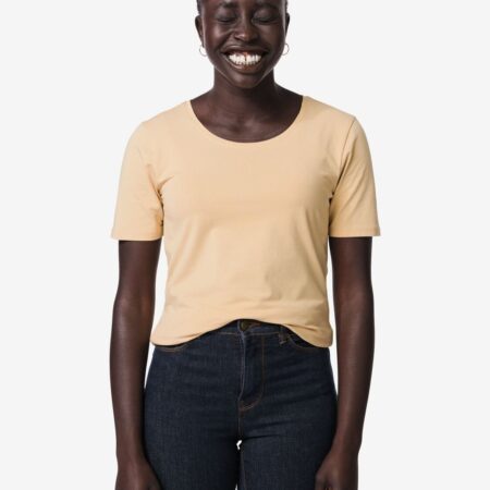 Dames T-shirt jersey essentials beige