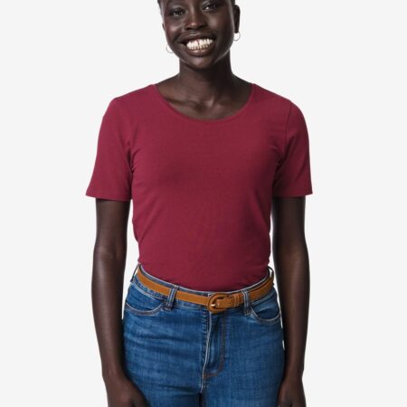 Dames T-shirt jersey essentials bordeauxrood