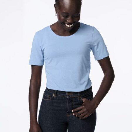 Dames T-shirt jersey essentials lichtblauw