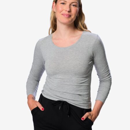 Dames basic t-shirt lichtgrijs