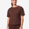 Dames T-shirt katoen donkerbruin