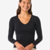 Dames T-shirt slim fit v-hals zwart