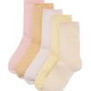 Dames crewsokken grafisch - 5 paar beige