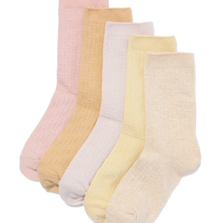 Dames crewsokken grafisch - 5 paar beige