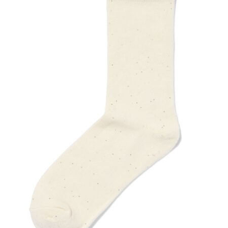 Dames crewsokken pailletten beige
