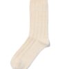 Dames crewsokken rib beige