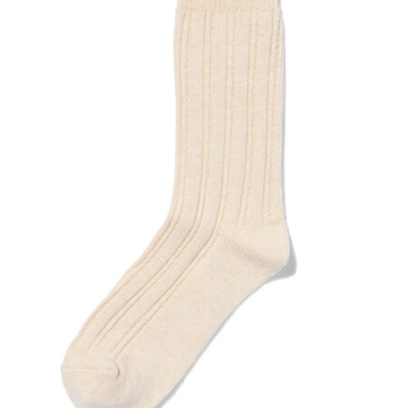 Dames crewsokken rib beige